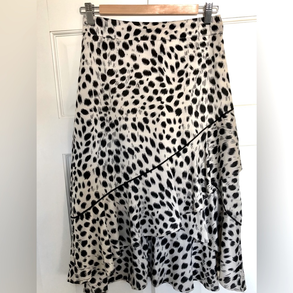 Lucy Paris Cheetah print midi ruffled skirt